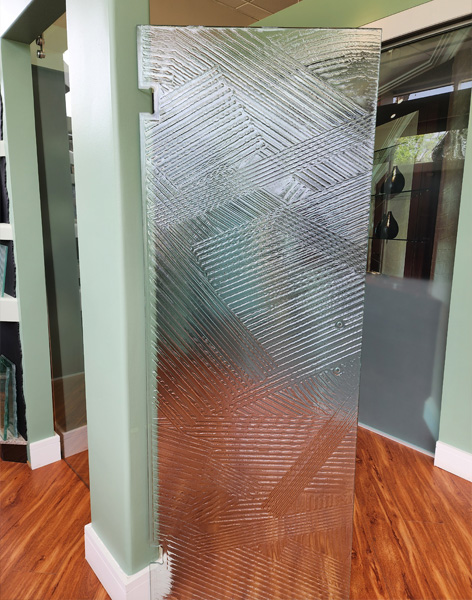 Artistic Cast Glass Single Swing Shower Door