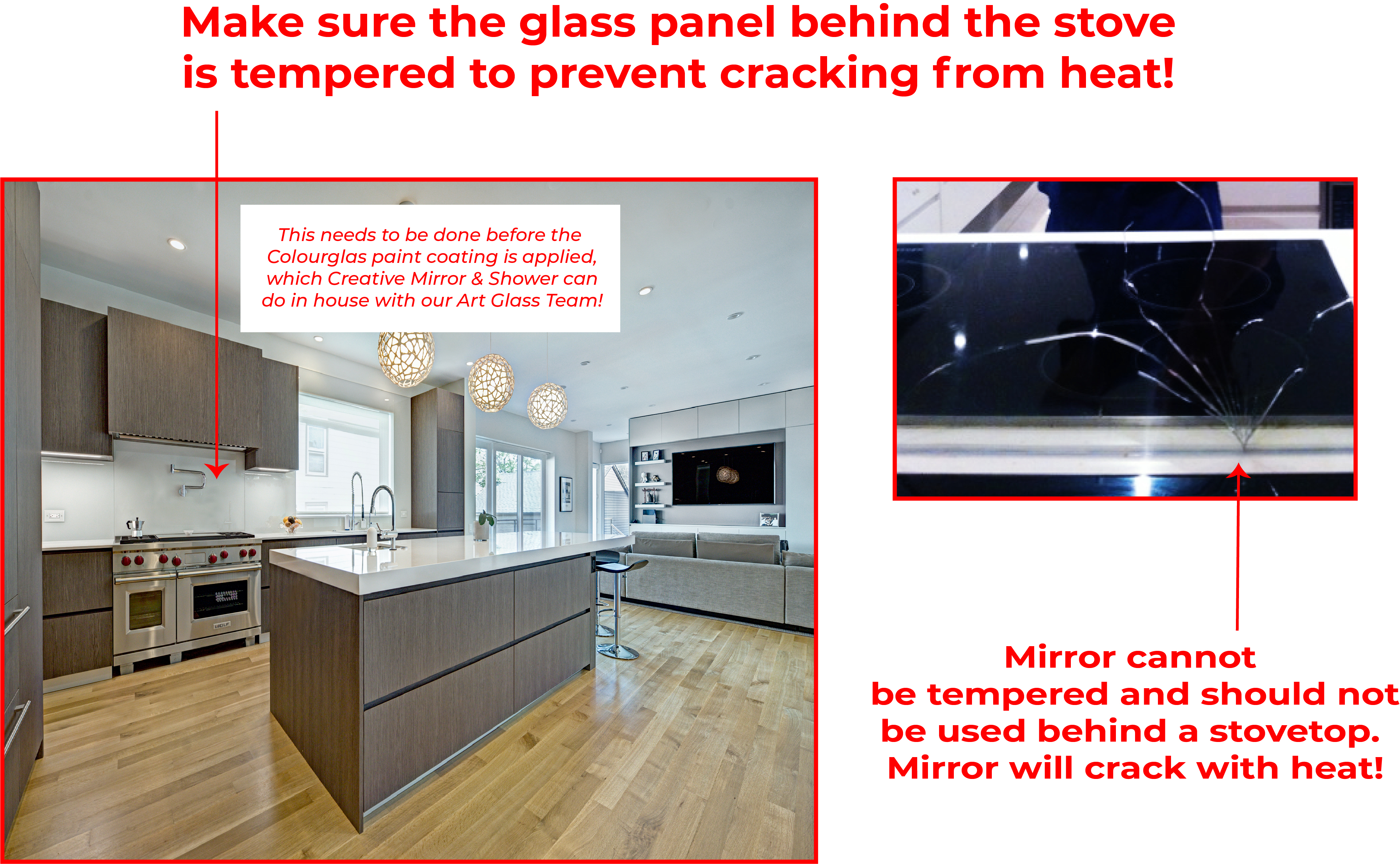 Make Sure Glass Panel Behind Stove Is Tempered To Prevent Cracking From Heat