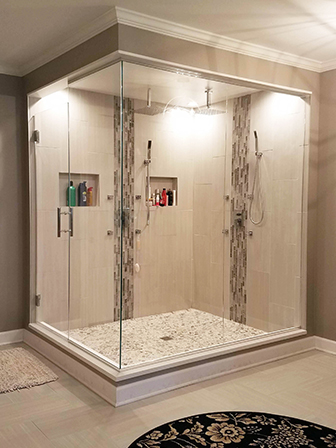 Frameless Shower Doors Enclosure, Shower Enclosures With Built In Shelves