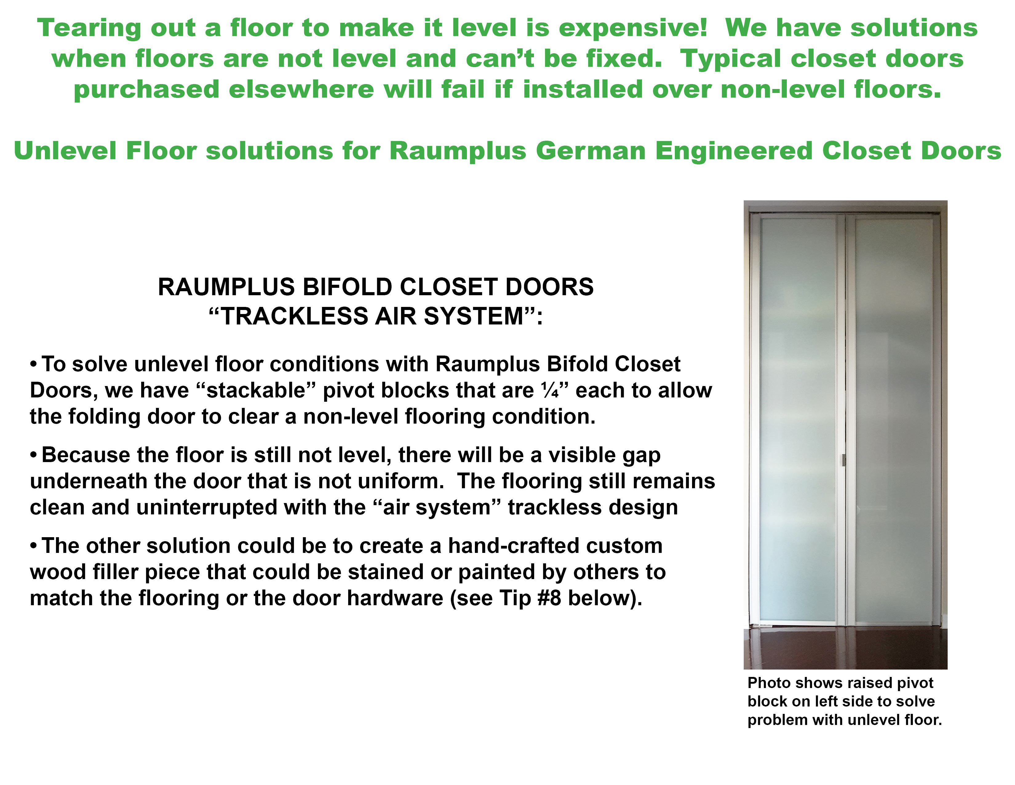 Unlevel Floor Solutions For Raumplus Bifold Doors