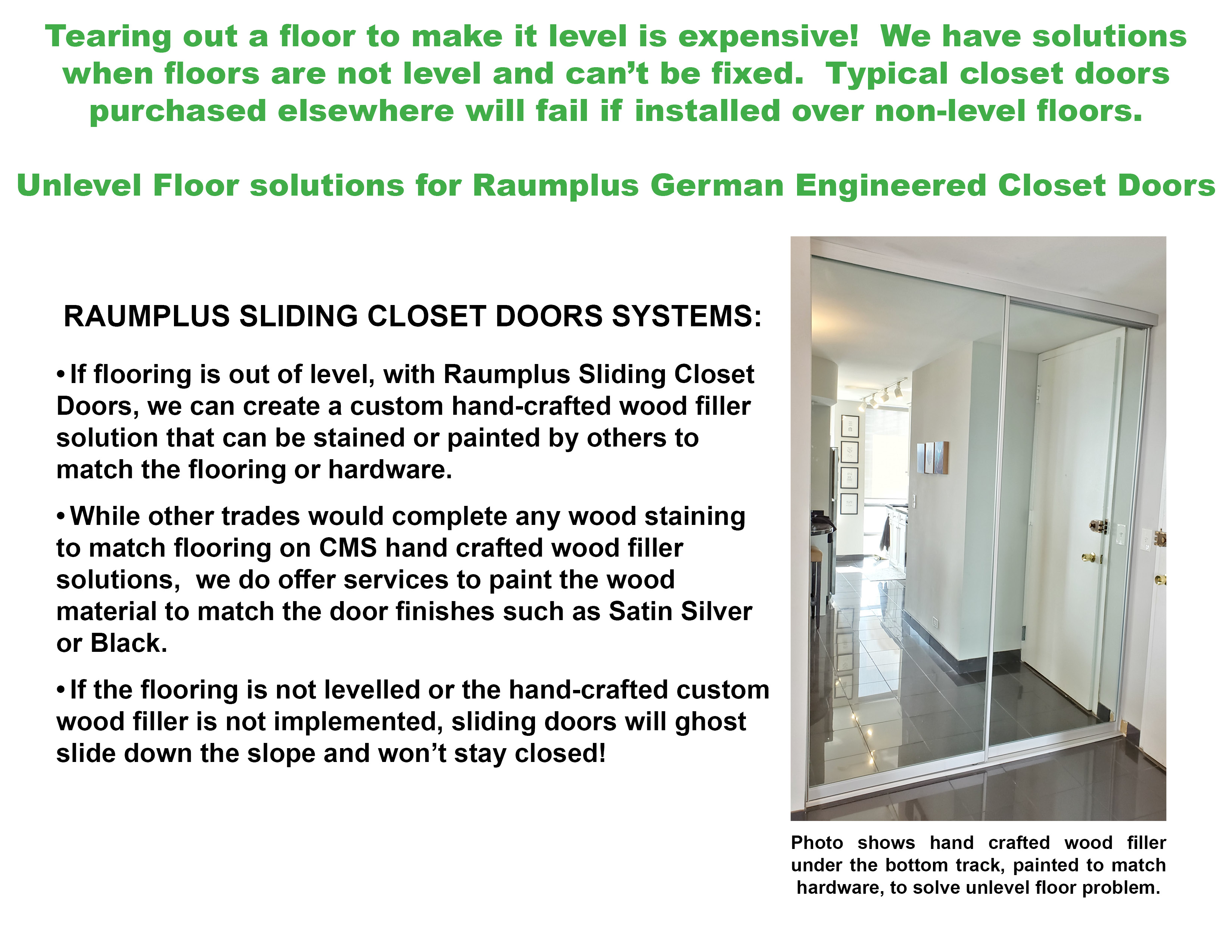 Unlevel Floor Solutions For Raumplus Sliding Closet Doors