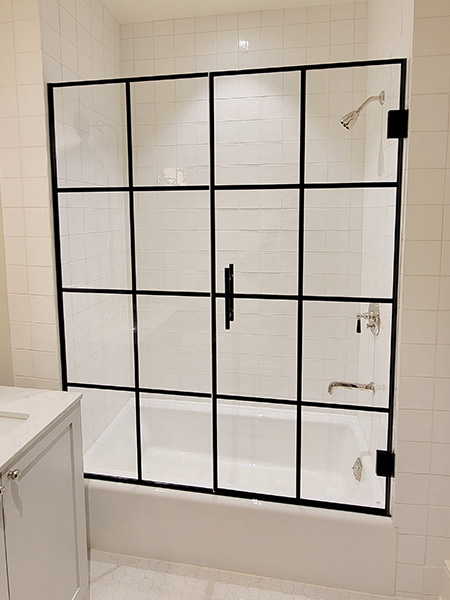 Chicago Glass Grid Pattern Frameless Shower Doors