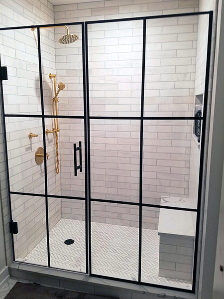 Chicago Glass Grid Pattern Frameless Shower Doors