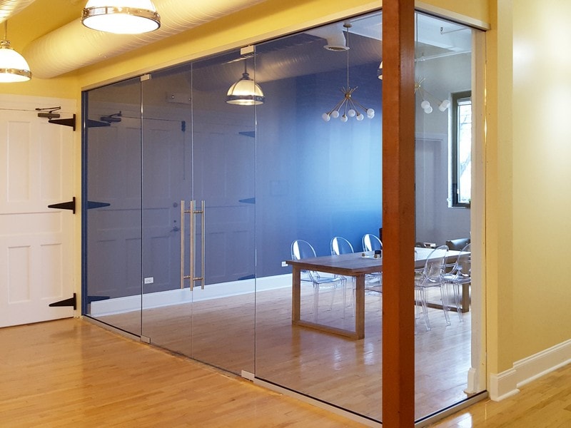 Chicago Office Interior Glass Walls and Swing Doors