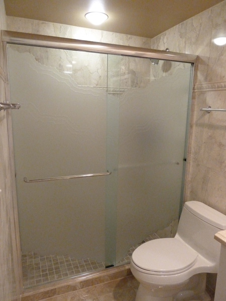 Chicago Glass Etched Sliding Shower Doors