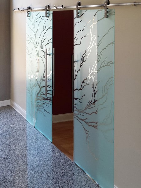 Etched Sliding Glass Doors Dividers, Shower Curtain Or Sliding Glass Door