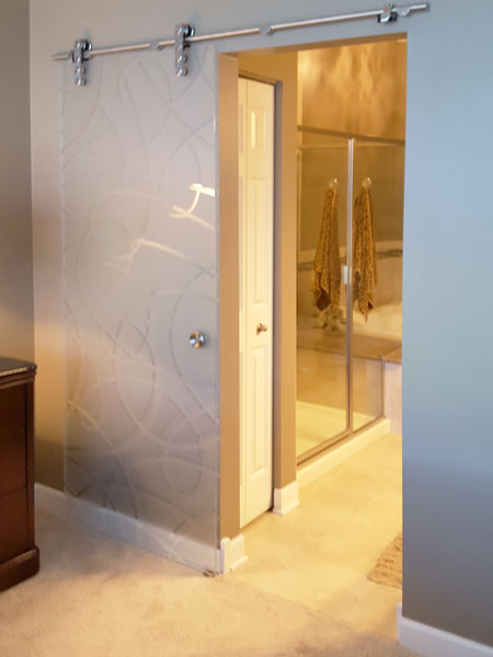 Chicago Glass Etched and Sandblasted Sliding Doors