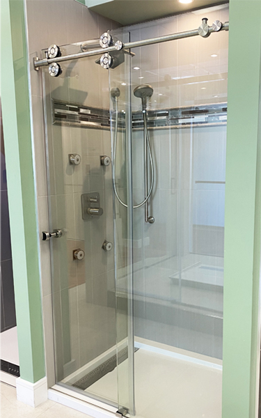 Artistic Cast Glass Single Swing Shower Door