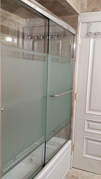 Chicago Glass Etched Sliding Shower Doors