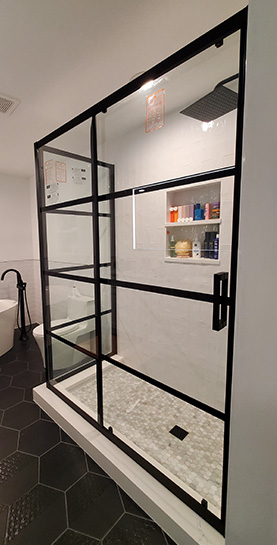 Chicago Glass Grid Pattern Frameless Shower Doors