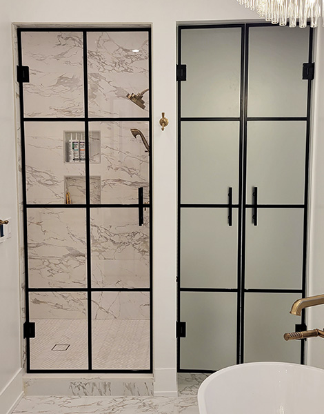 Chicago Glass Grid Pattern Frameless Shower Doors