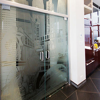 Etched Office Partitions